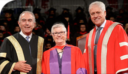HonDoc Wanda McNevin with YorkU Chancellor Sorbara and President Shoukri 2017-06-22 | Photo
